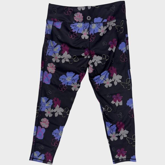 Pro Player Large Womens Wicking Polyester Athletic Floral Leggings Capri Length - Picture 4 of 6